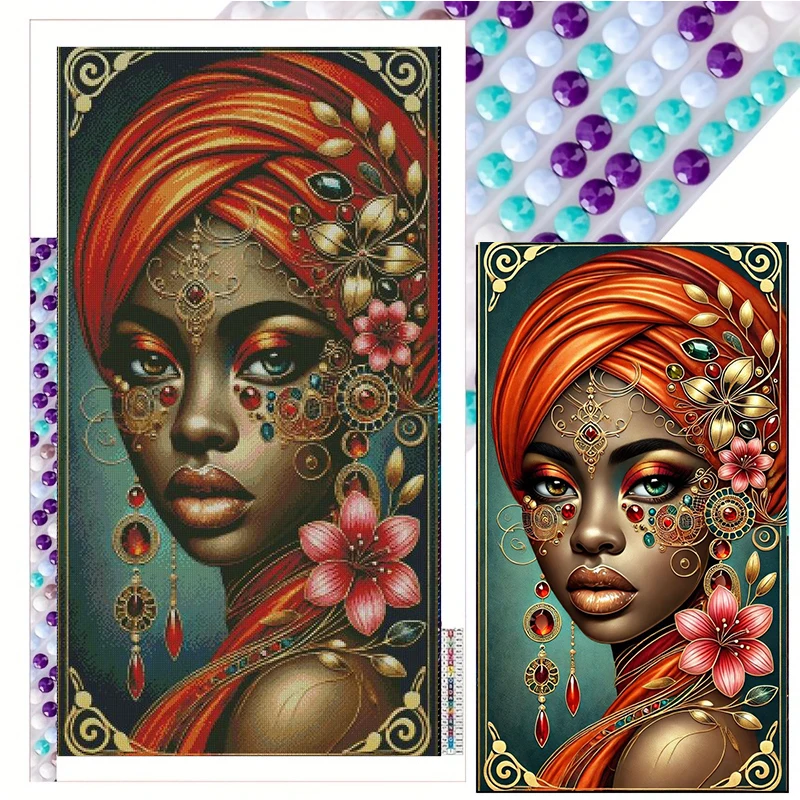 Black Gold African Women Beautiful Lady Diy Diamond Painting Jewelry Cross Stitch Diamond Mosaic Embroidery Modern Decor Home