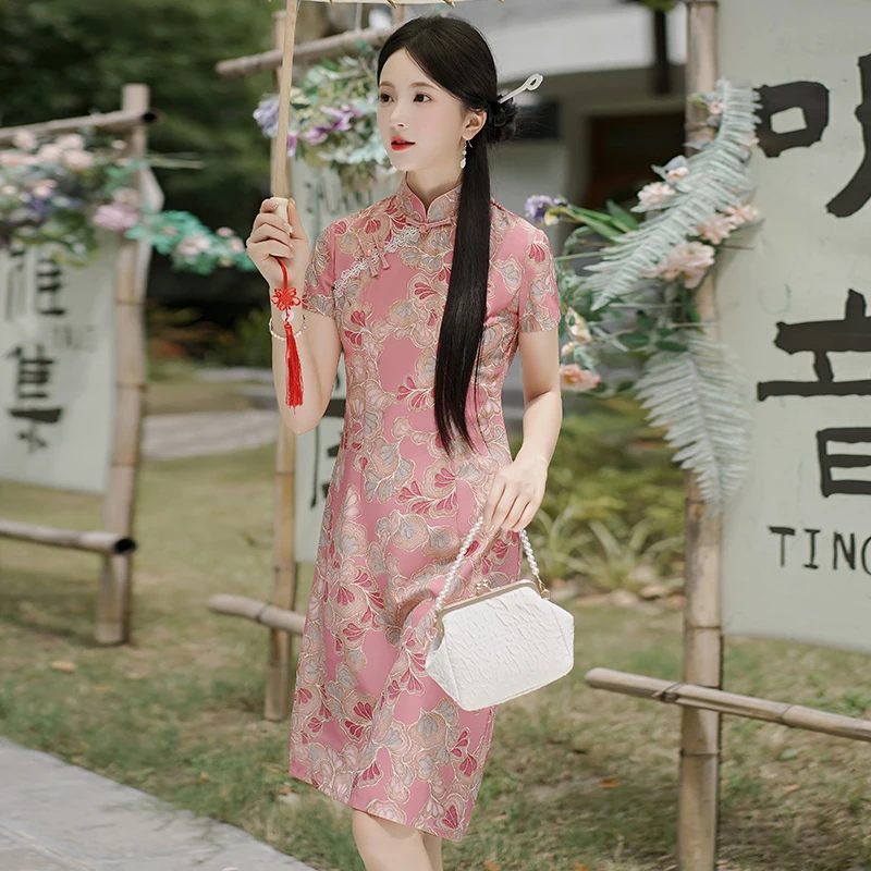 

Китайский стиль, ретро, новое Ципао, женское горячее тиснение, печать, высококачественное улучшение темперамента, Cheongsam, молодое современное китайское платье