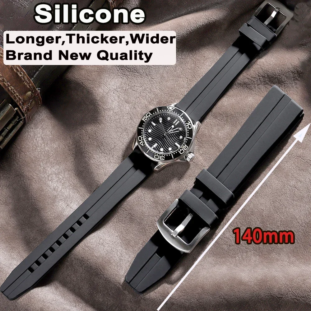 Big Size Silicone Straps Extended Length Rubber Watch Band 20mm 22mm Sports Bracelets Universal Wristband Accessories Waterproof