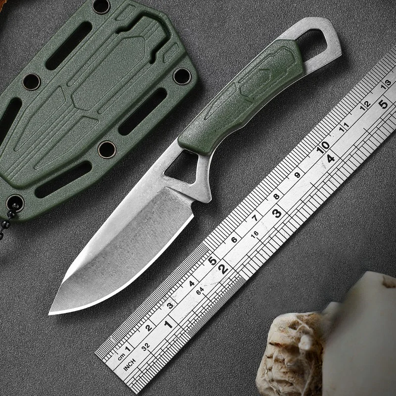 Mini Knife EDC Necklace Knife Outdoor Multi functional Neck Knife Portable Small Straight Knife Camping Knife