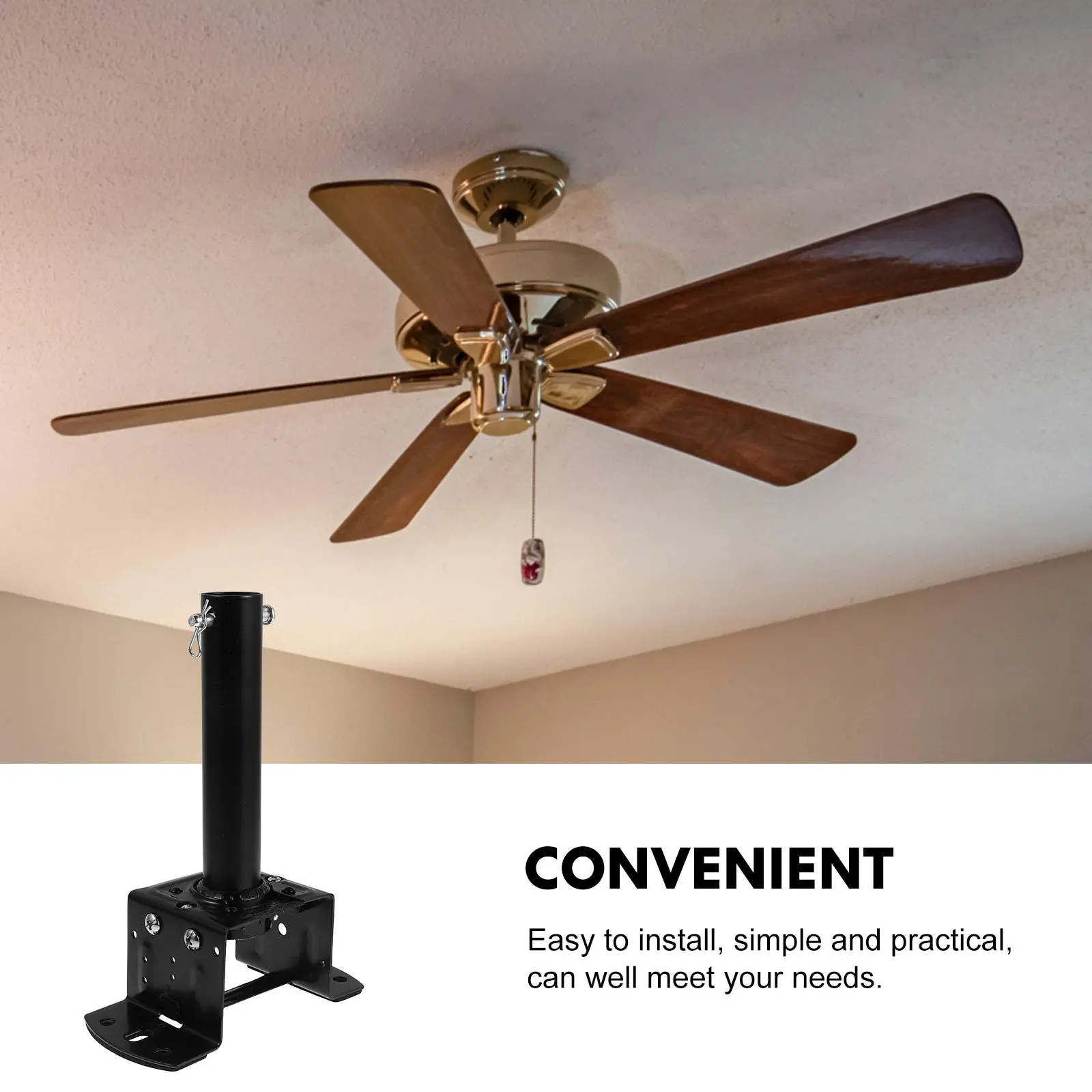 1Set Sleek Ceiling Fan Support Bracket Kit Heavy Duty Construction for Residential Use Quick Install Fan Mounting Accessories