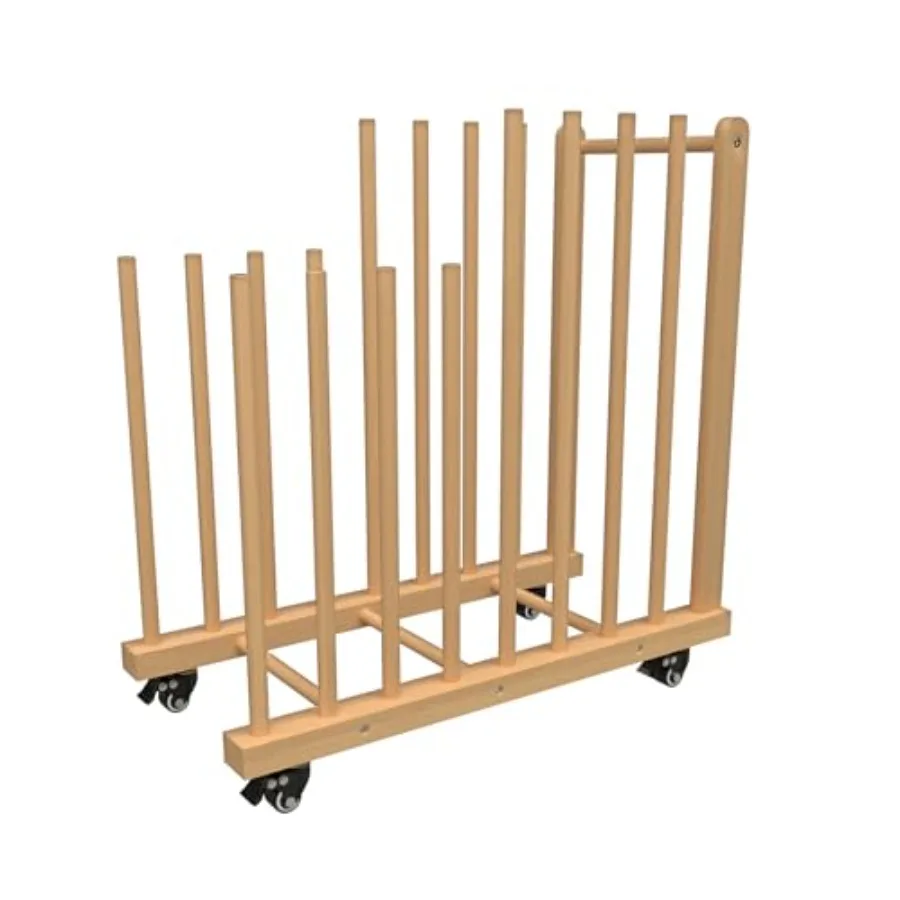 

Art Storage Rack with Handle Caster Wheels Wooden Canvas Drying Stand for Drawing Boards Art Studios Panels Artworks Gallery St
