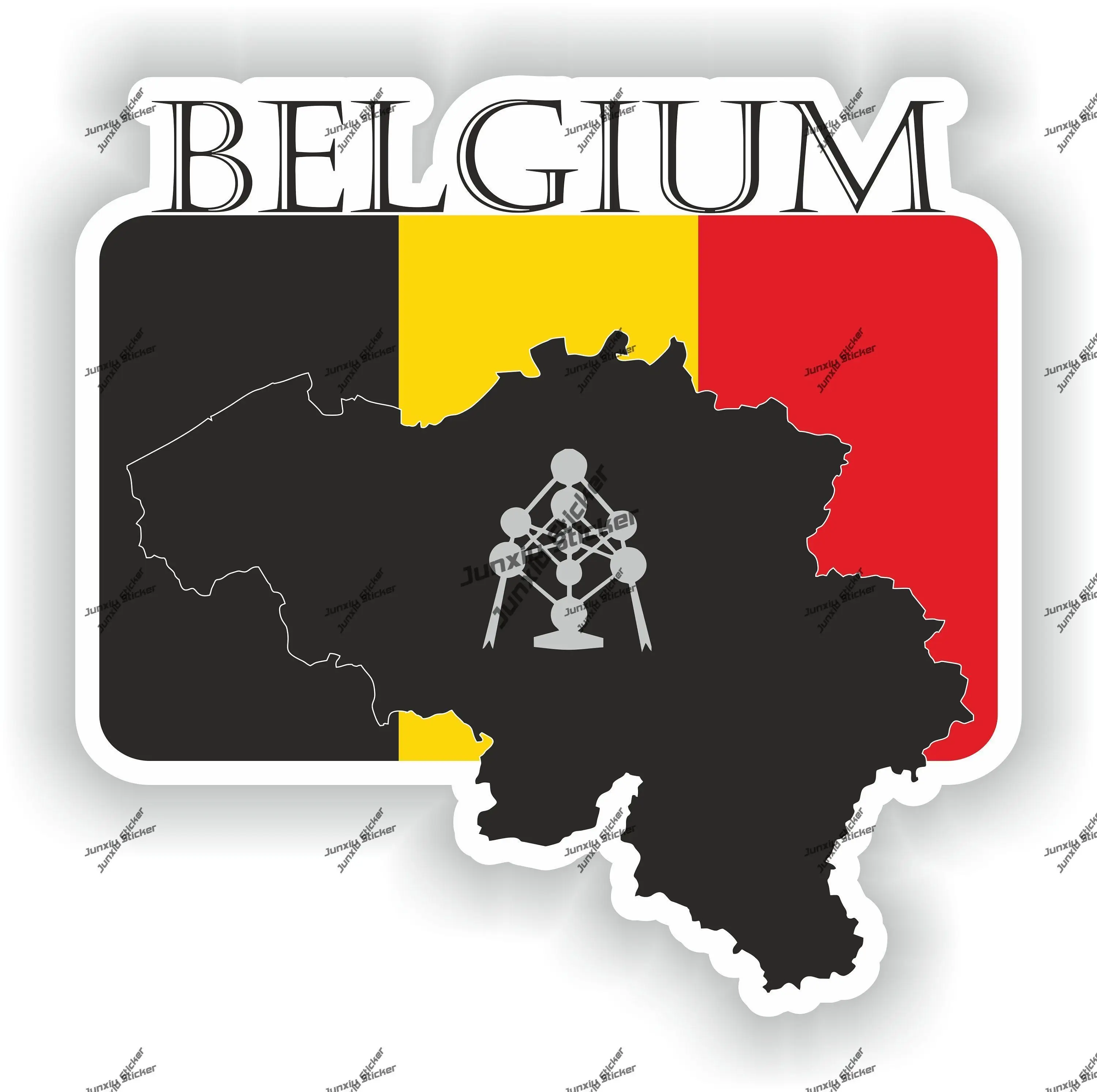 

Belgium Sticker Coat of Arms of Belgian Belgium Flag with Graphical Outline Waterproof Decor for SUV Window Car Bike Accessories