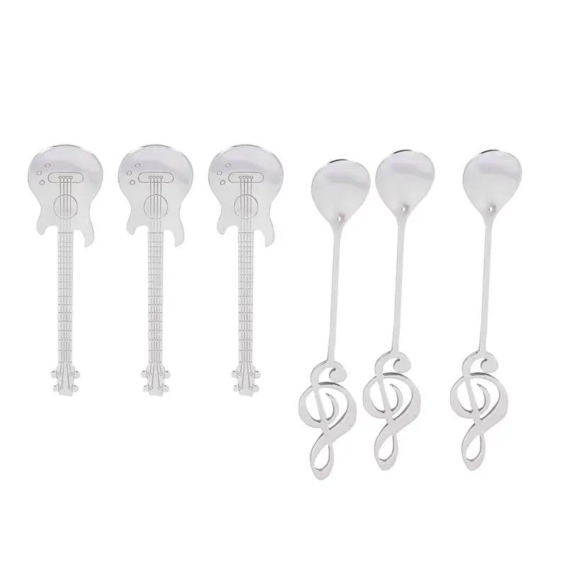 AC23-Coffee Spoons,60 Pack Creative Cute Teaspoons Stainless Steel Staff Musical Notation Shaped (30 Music Note +30 Guitar) view 2