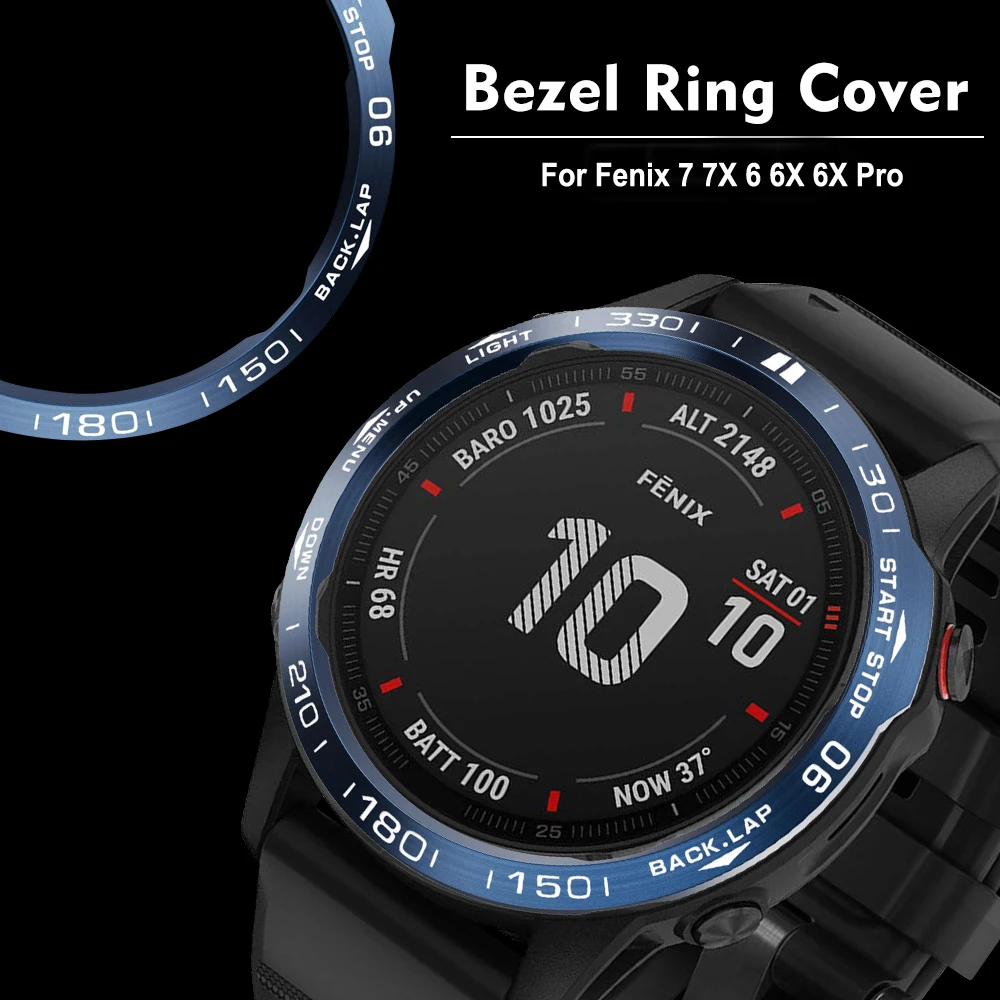 Bezel for Fenix 6X 6X Pro/Fenix 7X Watch Stainless Steel Adhesive Cover Anti-Scratch Protector Cover Ring for Garmin Fenix 7X 6X