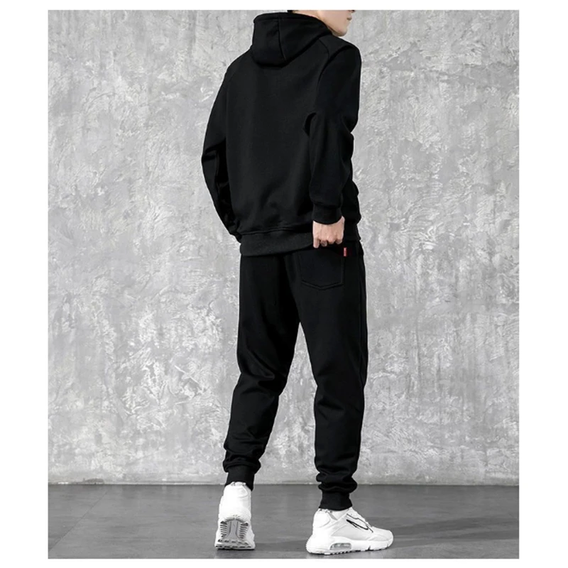 2022 New Casual Men Sport Clothing Two Piece Sets Autumn Winter Hooded Cardigan and Warm Ankle Length Pants Fashion Suit