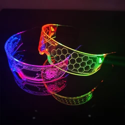 Luminous Futurist Cyberpunk Glasses glowing color change glasses cool flashing glasses for man women nightclub cospaly supplies