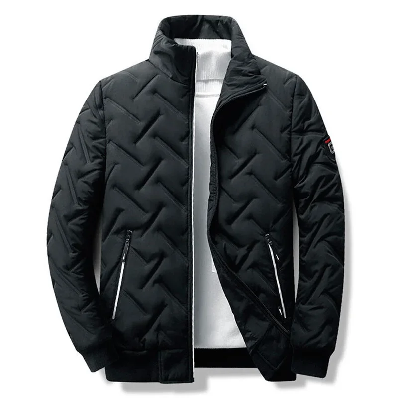 Parka rembourrée à manches longues pour hommes avec fermeture éclair, veste chaude, monochromatique, confortable, décontracté, léger, automne, hiver