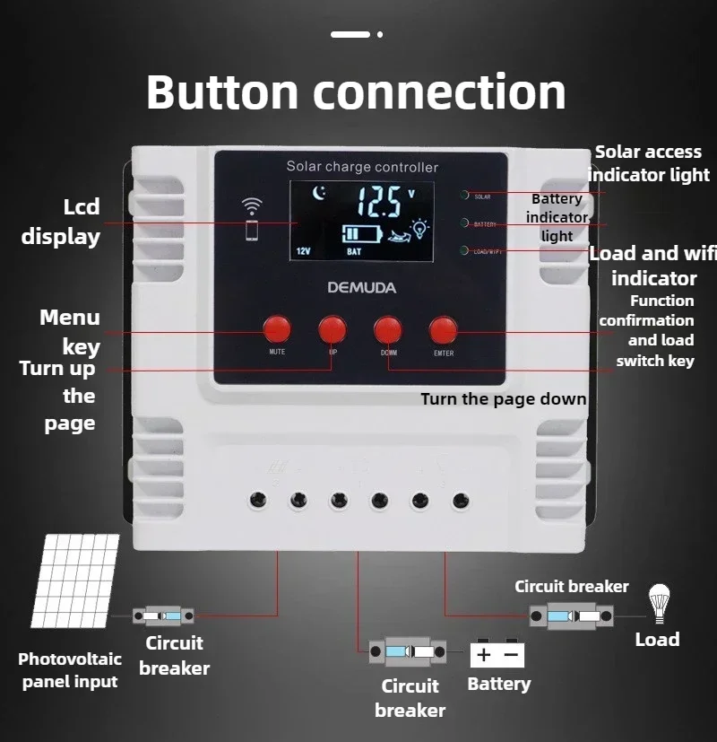 

Excellent 48V Solar Controller 10A 20A 30A WIFI Street Light Intelligence System Charge Controller Voltage Can Be Automatically