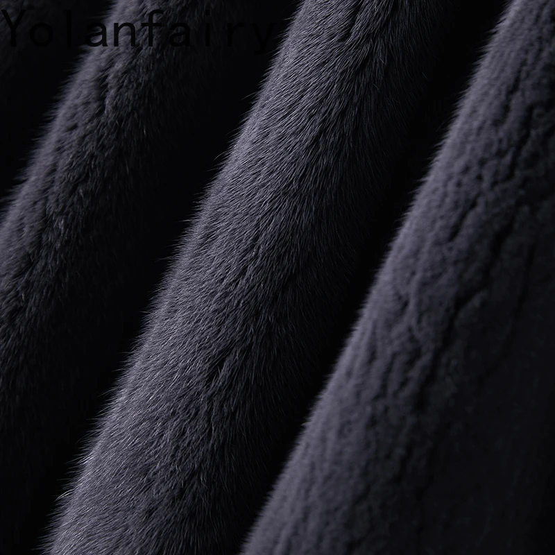 YOLANFAIRY Imported Natural Fur Coat Woman Luxury Winter 2025 Whole Mink Fur Jacket Mid-length Women Clothing Fur Coats Jackets