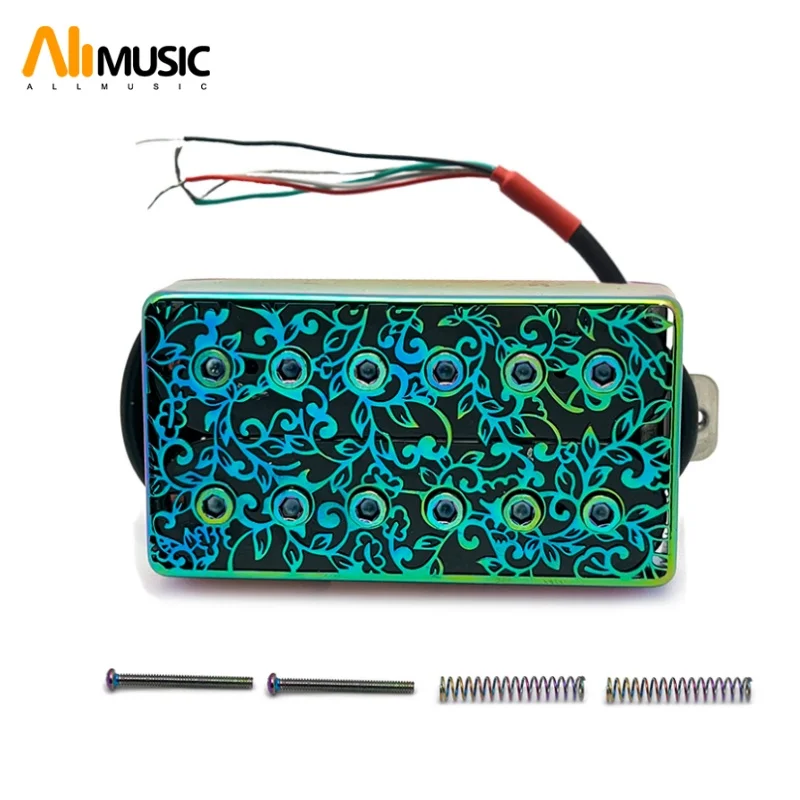 Alnico 5 Humbucker Hollow Brass Cover Guitar Pickup 4 Conduct Cable 7.5k/15k Coil Splitting Alnico V Pickup for LP Guitar