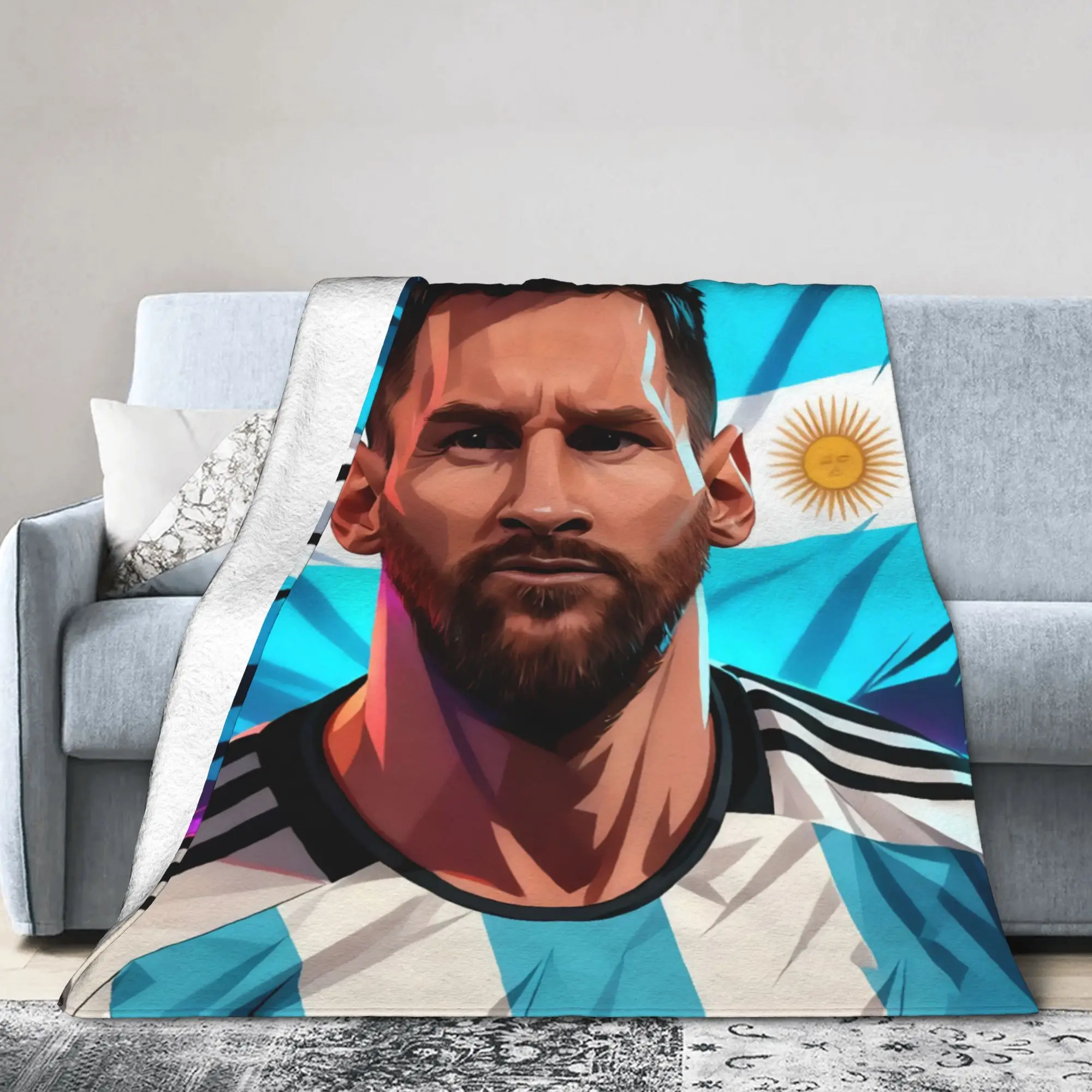 Argentina Football Soccer Champions Blankets Fleece Spring/Autumn  Breathable Lightweight Throw Blanket for Home Bedding Throws