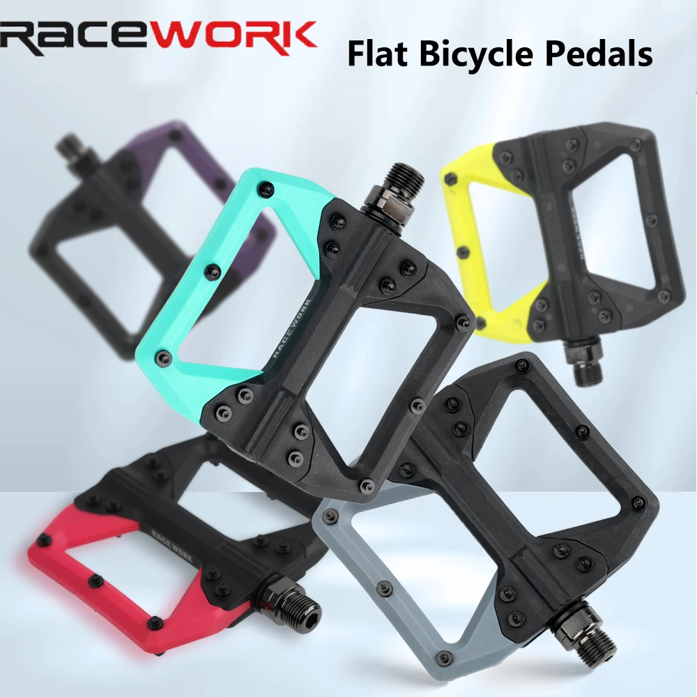 RACEWORK Fahrradpedale Rutschfeste Noppen Nylon-Material Ultraleichte Plattformpedale DU-Lager Fahrradteile