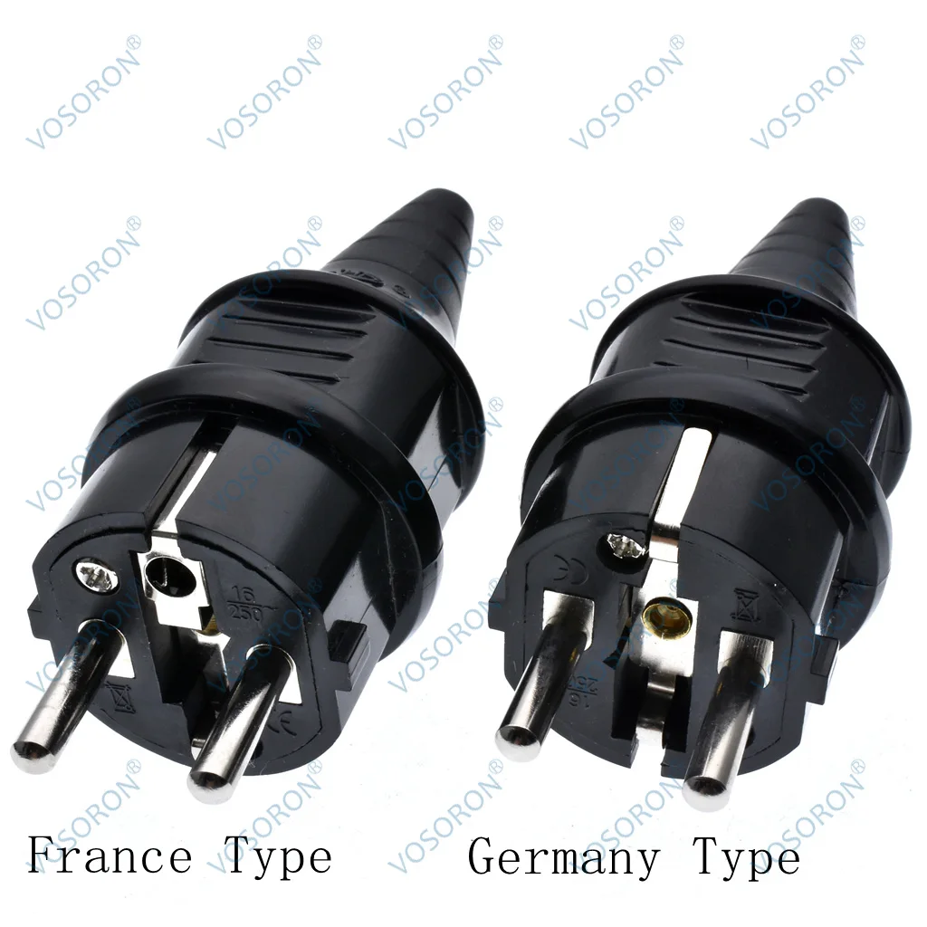 European Schuko 16A Power Plug IP44 Industry France/Germany Connector EU 2 Round Pins Adapter Type F AC Electrical Power