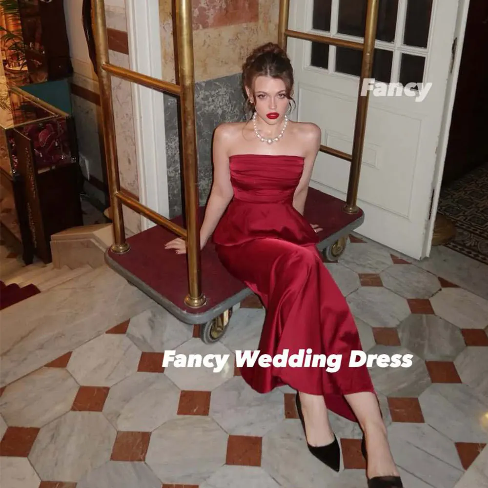 فستان سهرة فاخر مثير بدون حمالات في المملكة العربية السعودية فستان حفلات من الساتان الناعم عالي الجودة مع شال مخصص #1