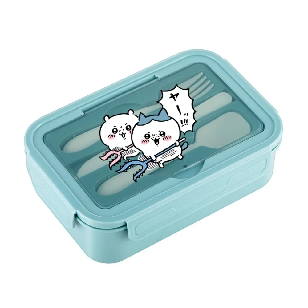 Anime Chiikawas Usagi Hachiware Microwave Heating Lunch Box Food Fruit Salad Sealed Boxs Portable Bento Box Fork Spoon Set