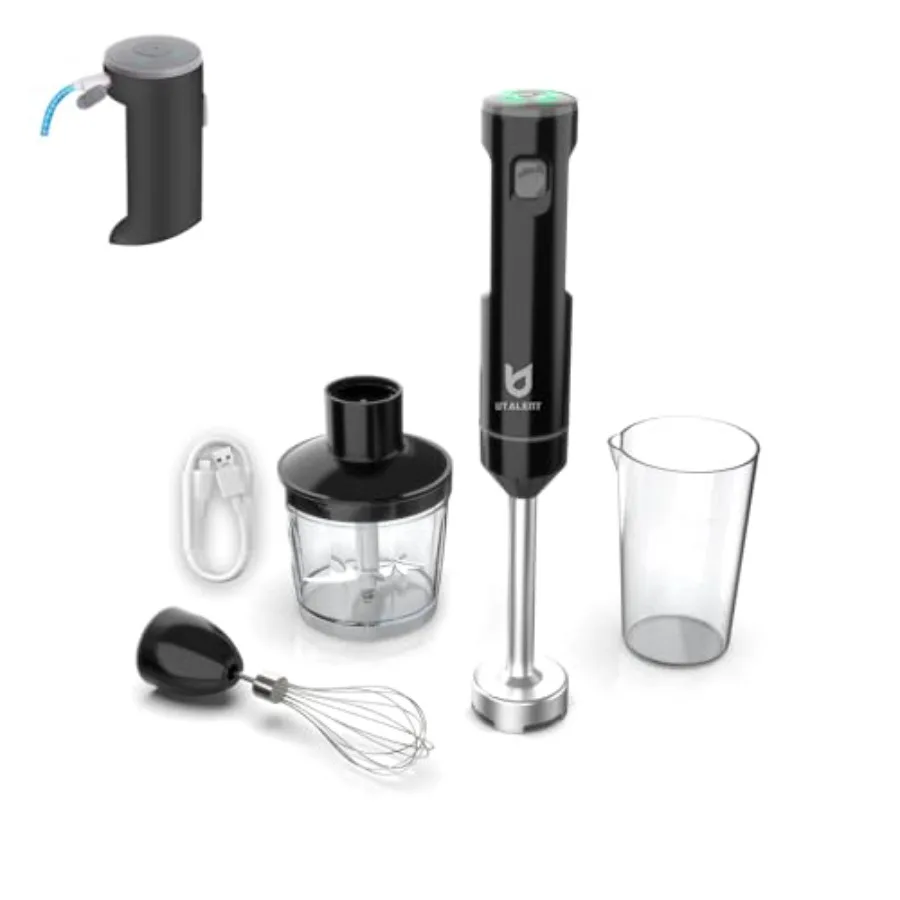 

Cordless Hand Blender Variable Speed Immersion Blender Rechargeable with 500ml Chopper 600ml container Egg Whisk for Smoothies