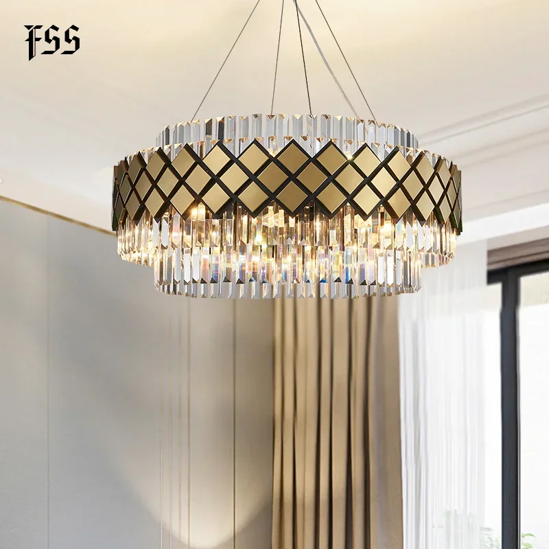 

FSS Nordic Luxury Crystal Chandelier Brand New Full Spectrum Gold Modern Simple Round Living Room Bedroom Dining Room Lighting