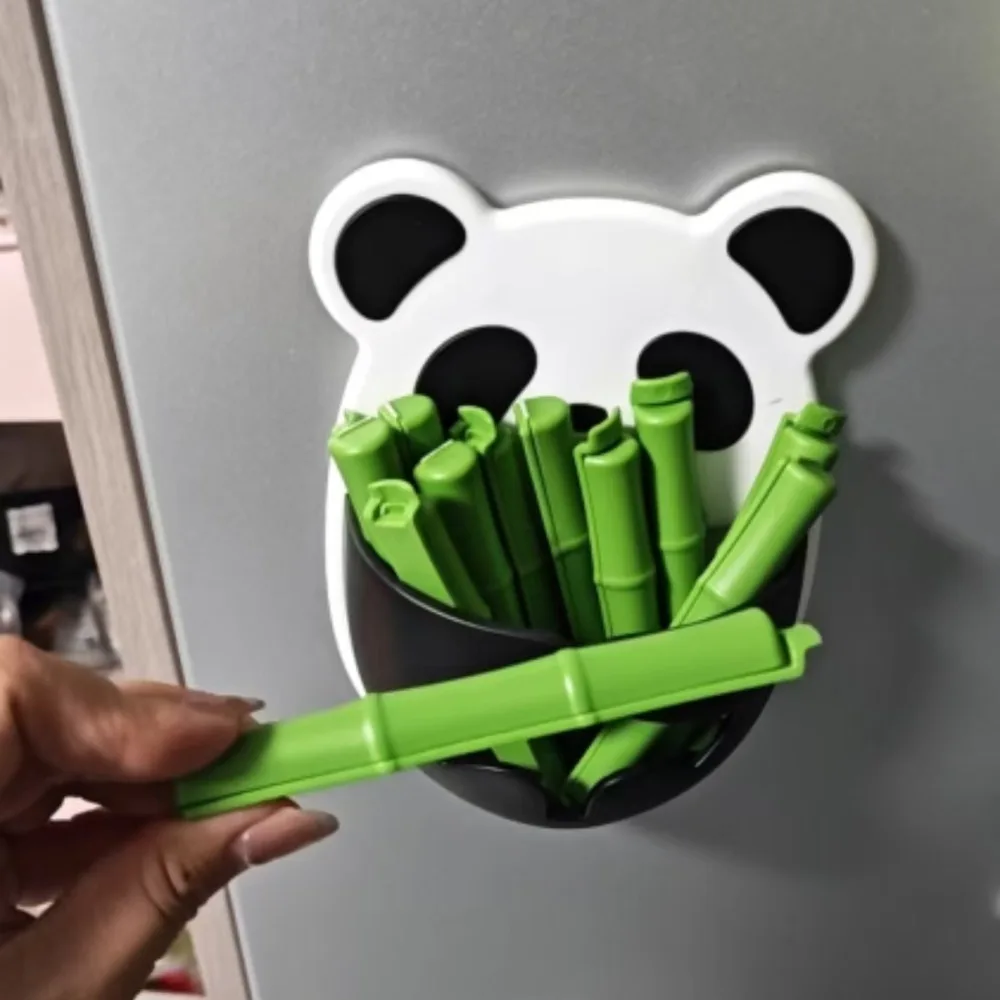 Panda Magnetic Bag Clip Set with Bamboo-Shaped Food Sealing Clips Refrigerator Organizer Airtight Snack Storage Kitchen Pantry