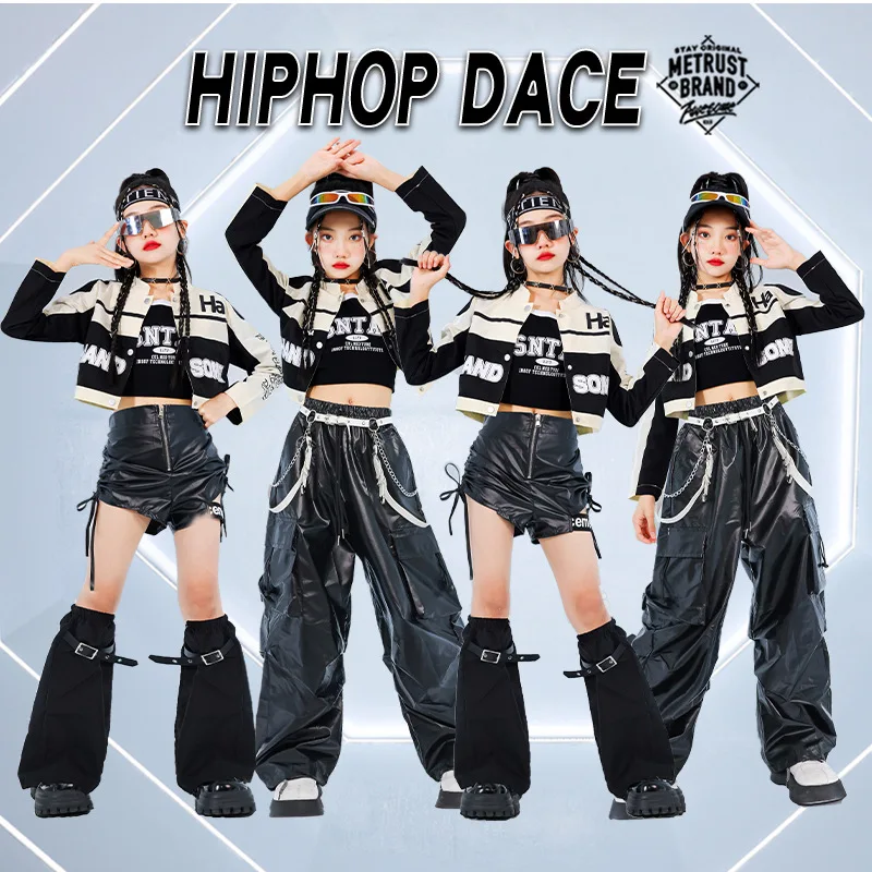 Girls Jazz Dance Performance Outfit Motorcycle Style Children's Street Dance Show Clothes Trendy Kids Fashion Show Offspring