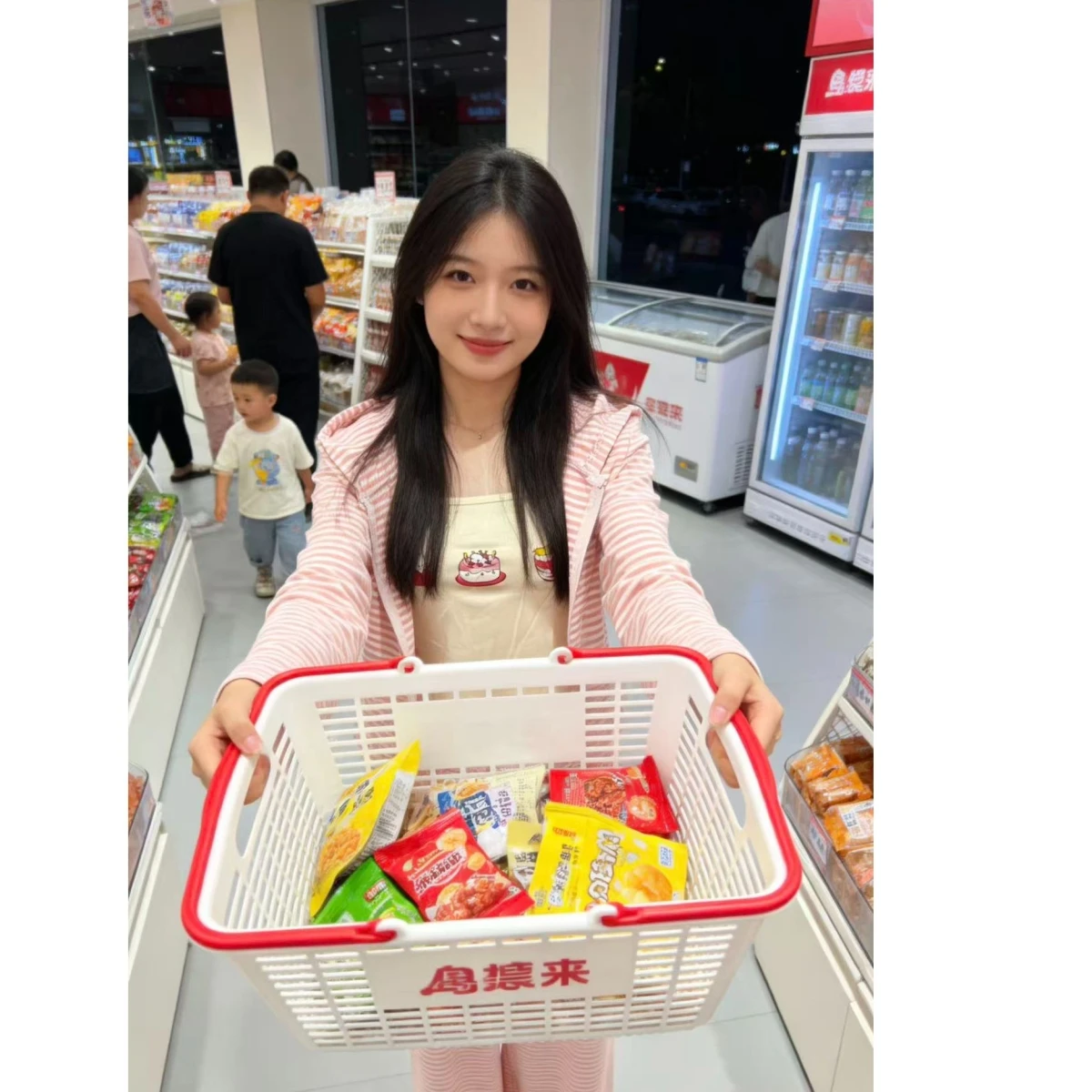 

Ultra-Sweet Three-Piece Set Strapless Long-Sleeve Striped Cardigan Hoodie Ear Design Wide-Leg Pants Straight-Cut Fashion Ense...