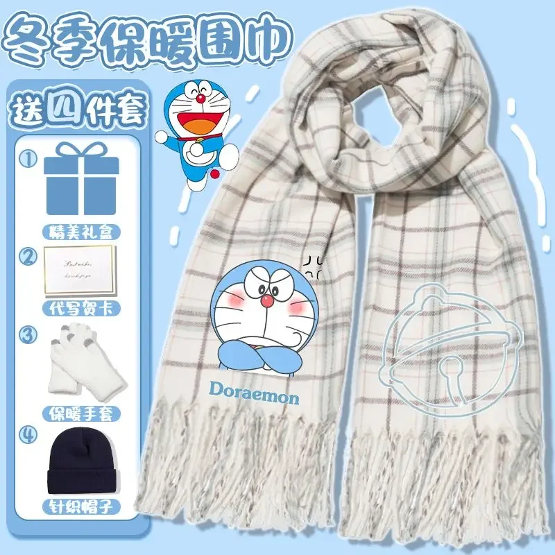 Anime Doraemon Scarf for Men and Women Autumn and Winter New Warm Student Robot Cat Niche Thick Shawl Scarf Gift