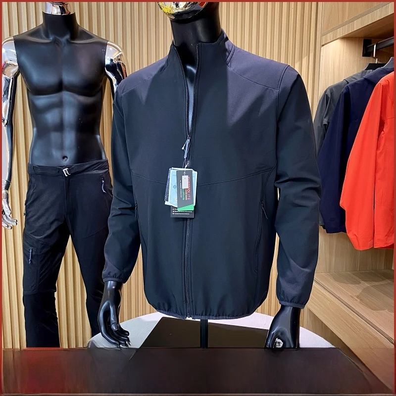 

High-End Outdoor Sportswear! Autumn New Arrival Casual Sport Jaet Men's Stand Fit Long Sve Zipper Pure Color Stand Co...