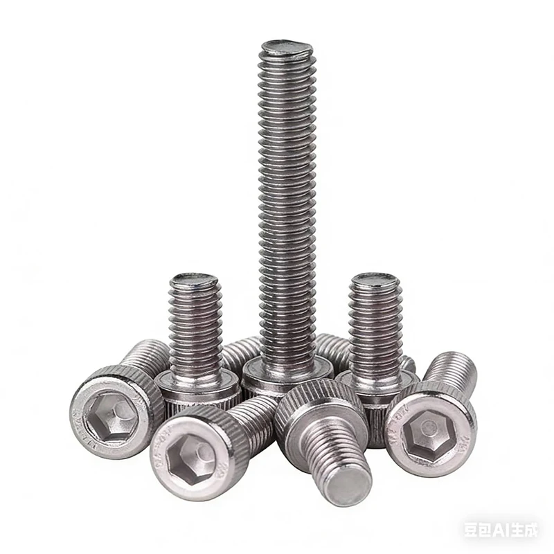 304 Stainless Steel Fine Pitch Hex Socket Cap Screw M6-M12 Pitch 0.75/1/1.25mm Cylindrical Head Bolt Anti-Loosening Fastener