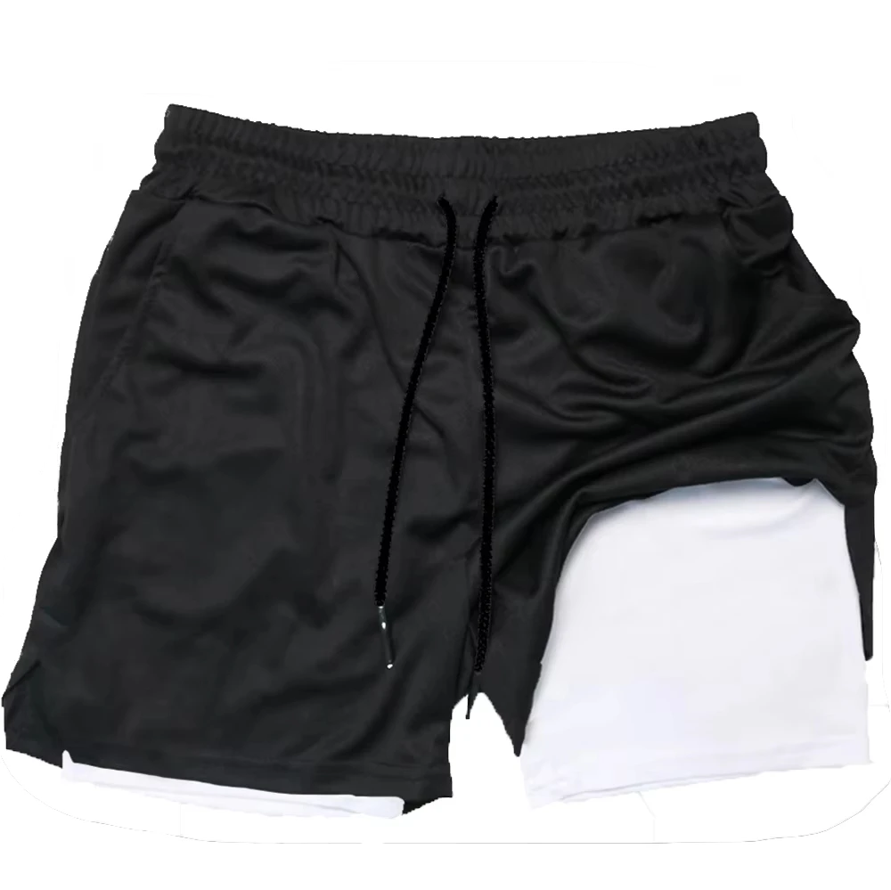 Summer Sports Versatile Double Layer Men\'S Shorts Everyday Casual Quick-Drying Sports Shorts Men