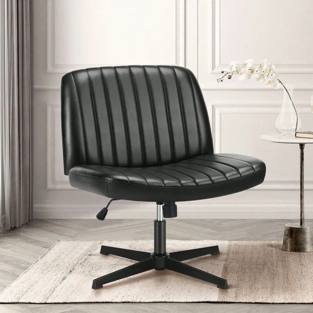 Comfy Criss Cross Chair, Cross Legged Office Desk Chairs No Wheels, Swivel Height Adjustable Wide Seat For Computer Task Home V