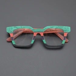 Niche patchwork color frosted square glasses frame designer literary fashion retro personality prescription glasses thick frame