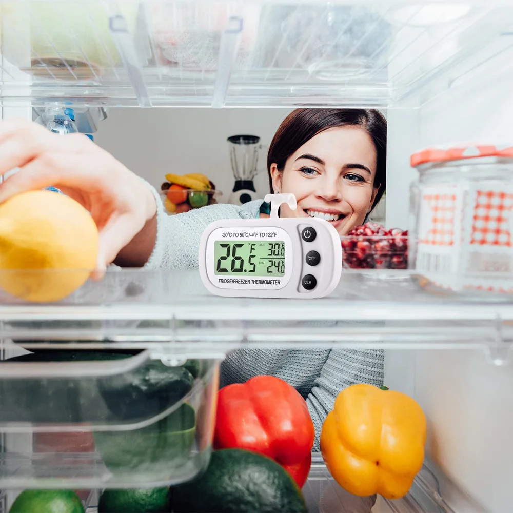 Termómetro magnético para refrigerador, herramienta de cocina con pantalla LCD, medidor de temperatura