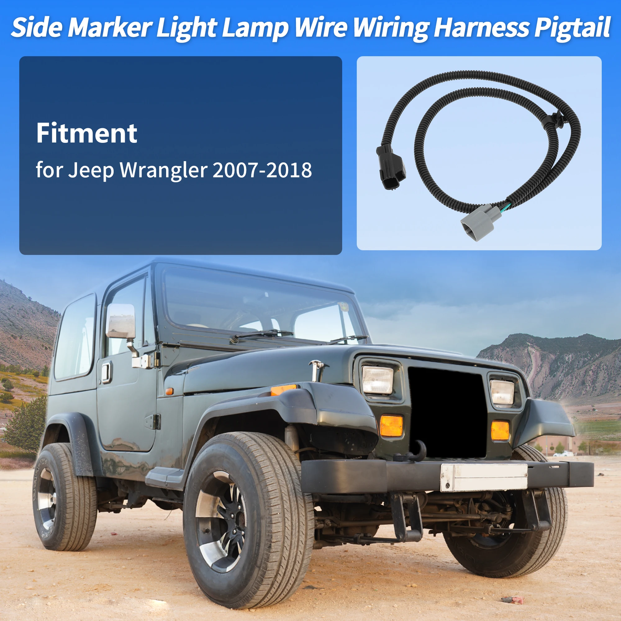 UXCELL No.56055463AB Side Marker Light Wiring Harness for Jeep Wrangler 2007-2018