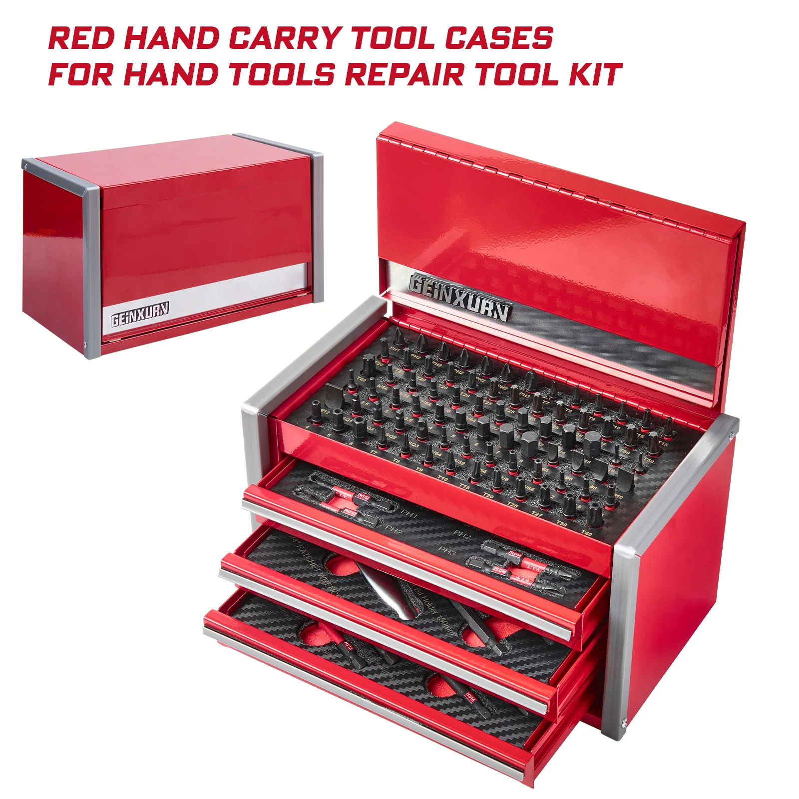 GEINXURN Portable 3-Drawer Metal Steel Tool Box Micro Tool Chest for Household Organization OEM/ODM Customized Support