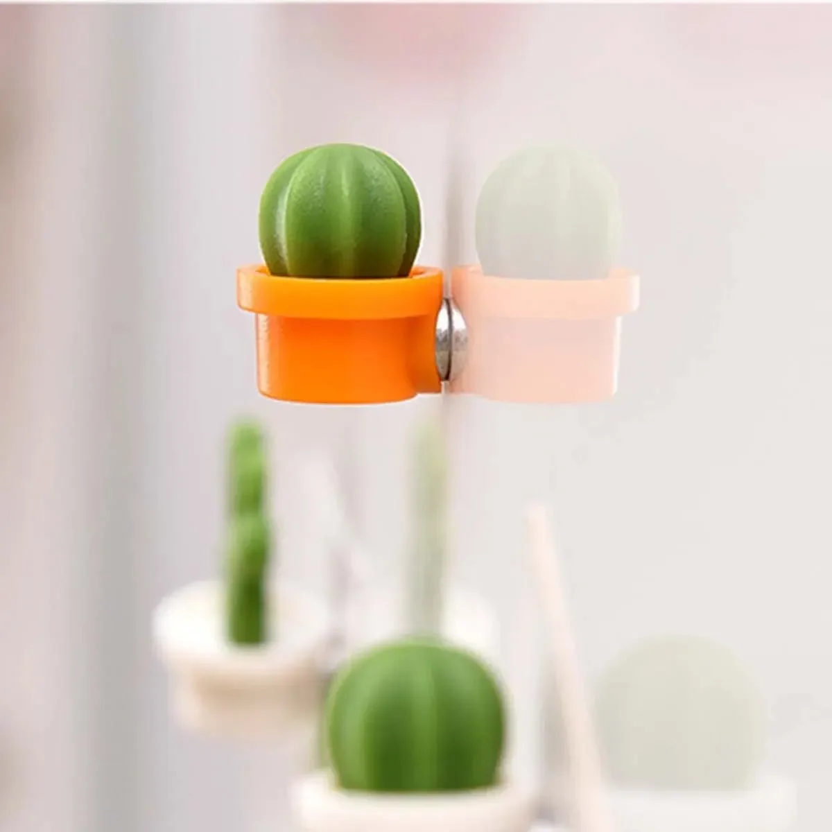 6pcs Cactus Magnetic Message Refrigerator Magnet Green Plant Potted Magnet Cactus Ball Three-dimensional Refrigerator Magnet