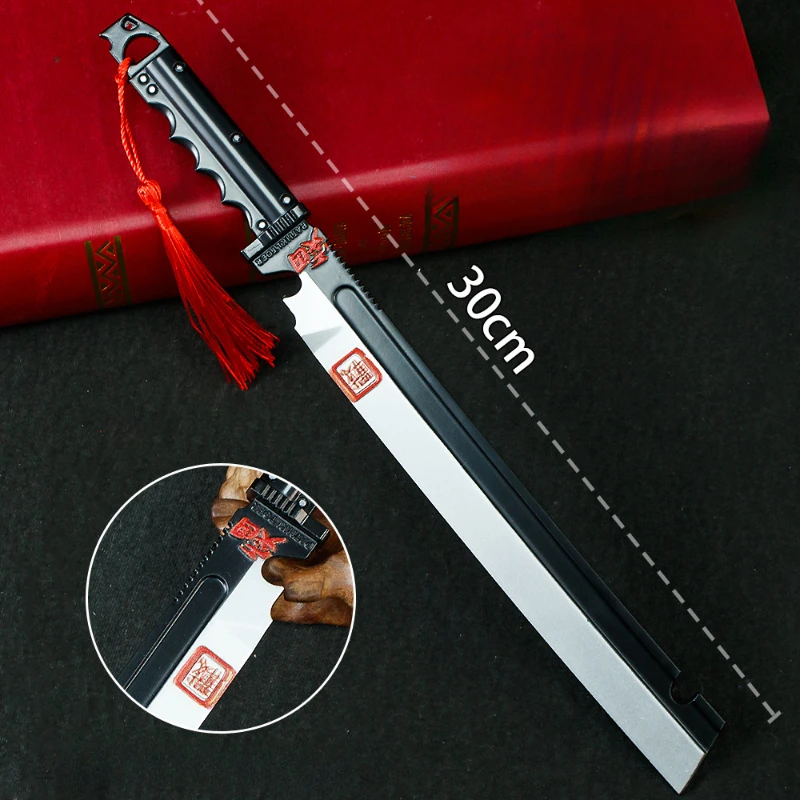 30cm/11.81in arena breakout jogo periférico kai shan espada larga arma modelo adereços handpiece faca corporal lâmina sem abrir presente do menino