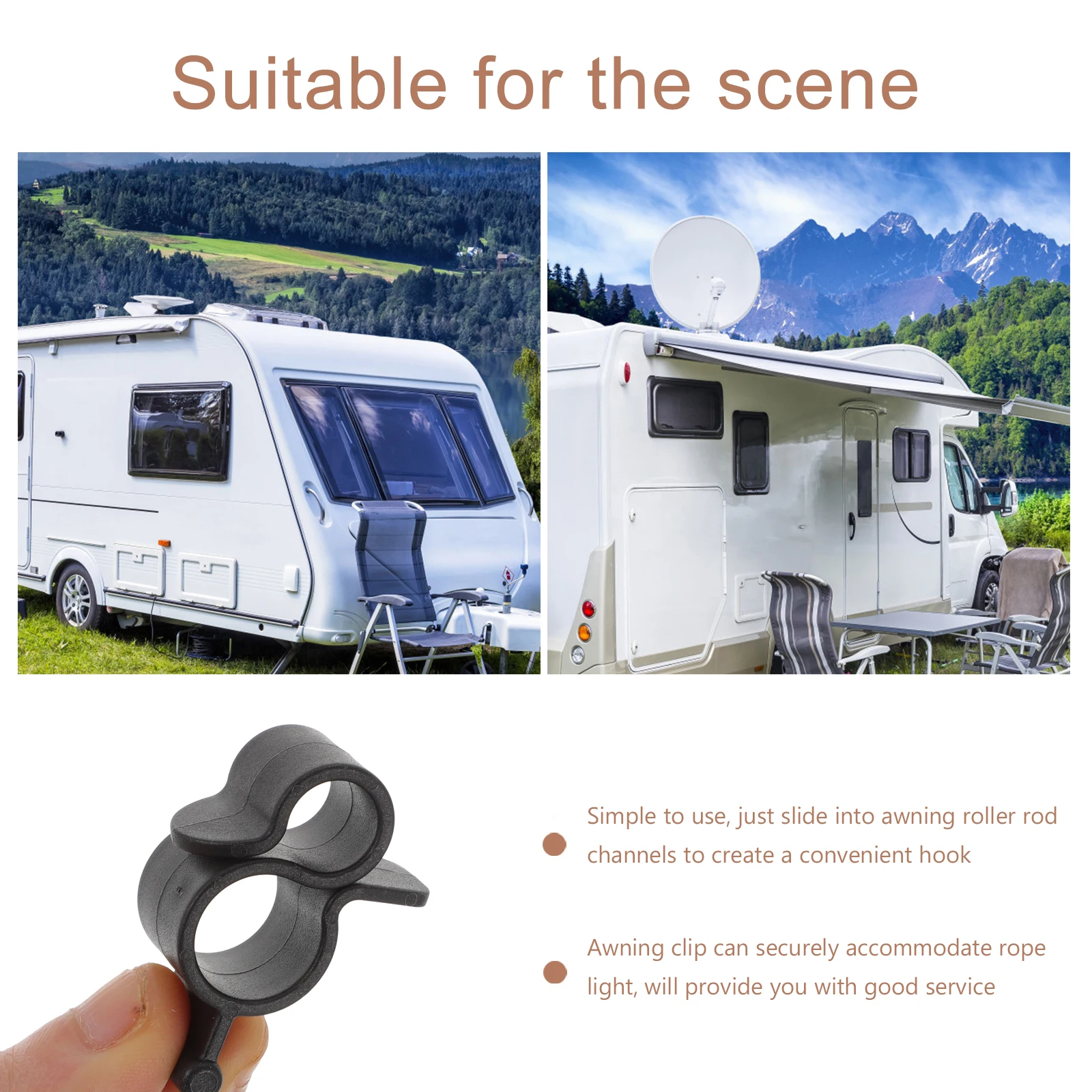 

4pcs Awning Clips Durable ABS Material for RV Tent Roller Channels with Rope Light Hooks Weather Resistant Camping Travel