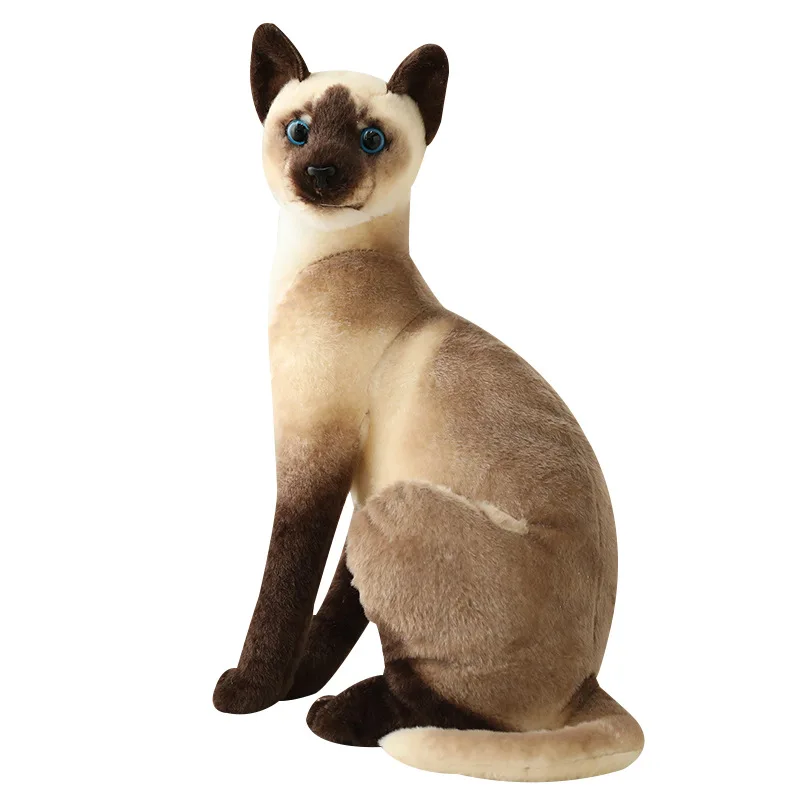 Stuffed Lifelike Siamese Cats Plush Toy simulation American Shorthair Cute Cat Doll Pet Toys Home Decor Gift For Girls birthday