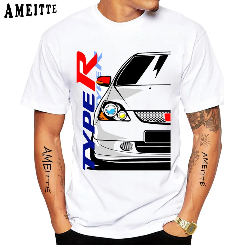 Classic Civic EP3 FD2 Type R FN2 Tshirts New Summer Men Short Sleeve JDM Legends T-Shirt Boy Casual Tops Car Sport White Tees