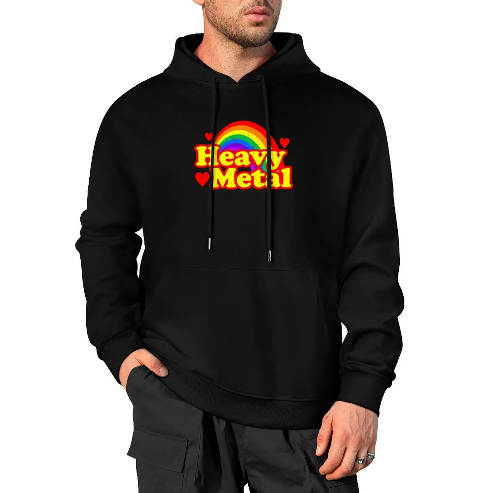 

Funny Heavy Metal Rainbow Pullover Hoodie anime clothes men's sweat-shirt set anime clothing big size hoodie