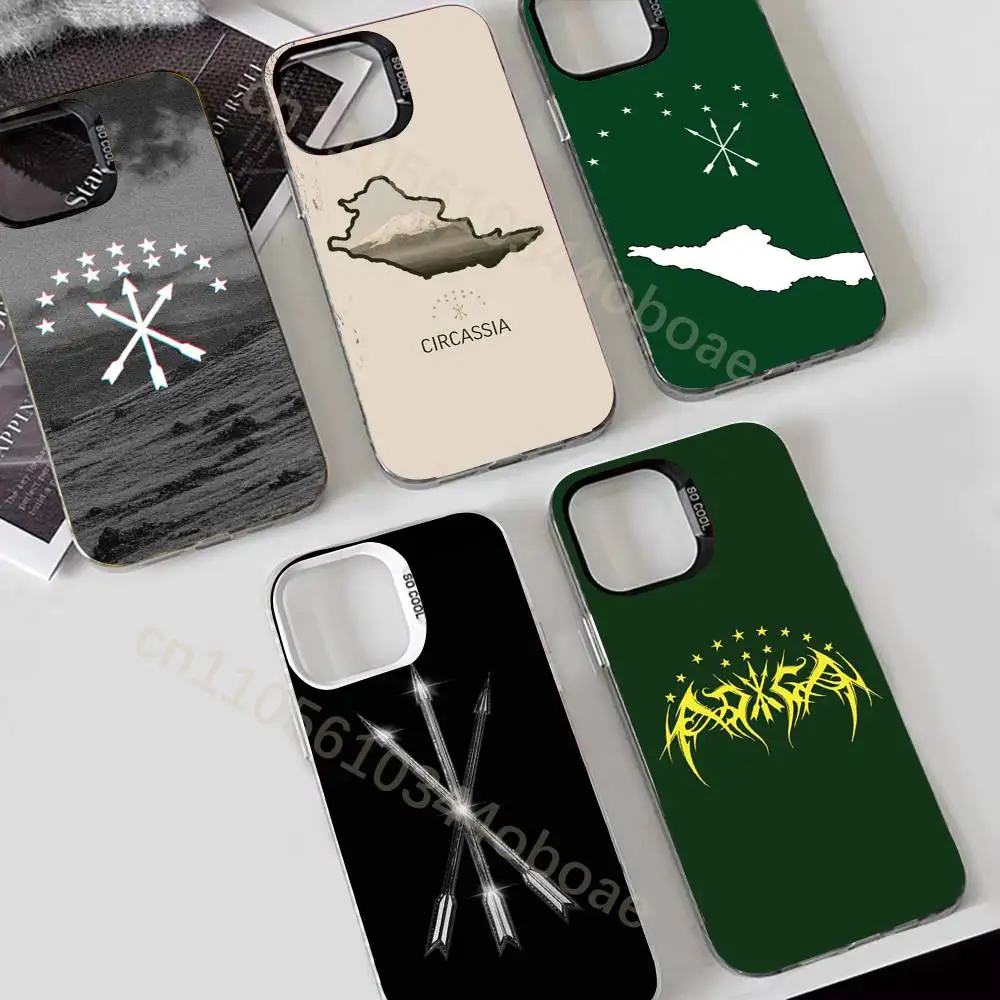 

A-Adygea Circassian Flag Phone Case For iPhone 17,16,15,14,13,12,11,Pro,Max,Plus Soft Black Cover