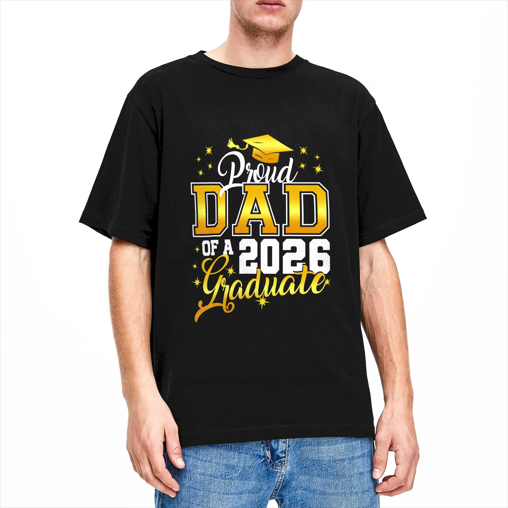 Dad Graduation Senior 2026 Proud Dad of A 2026 Graduate T-Shirt Summer 100 Cotton T Shirts for Men Pattern Tee Shirt