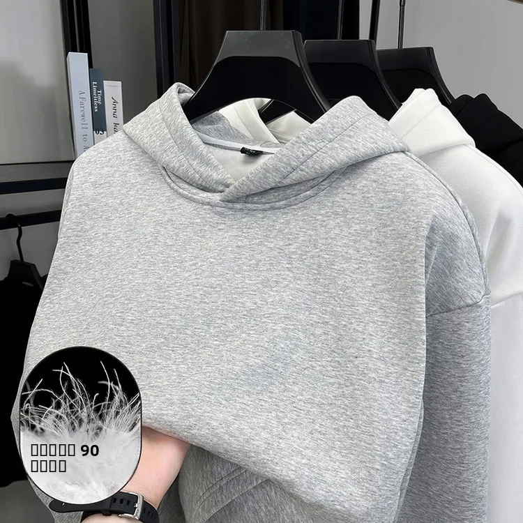 

Men's Goose down Hoodie Long Sve Thiened Warm Loose Fit Base irt Autumn Winter New Sle Comfortable Breathable Cotton...
