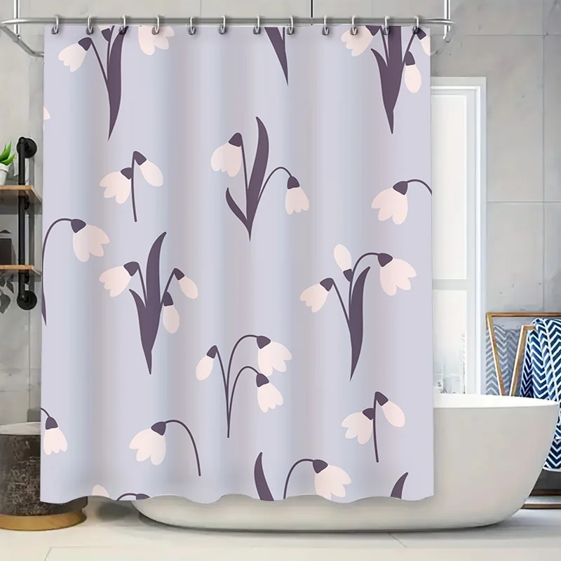 

Элегантная занавеска для душа с цветочным принтом, современный декор для ванной комнаты для украшения дома, чехол для коврика для ванной с принтом лавандовых розовых цветов, водонепроницаемый