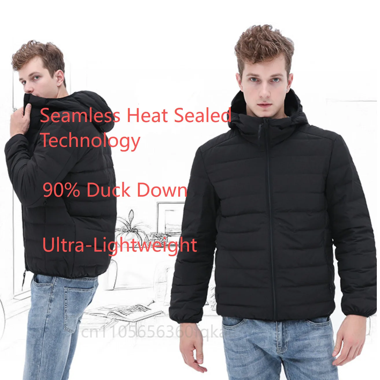 Compass Patch 90% Duck Down Jacket Italian Luxury Style 3 labels Men's Ultra Stand Collar Lightweight Jackets Men Outerwear Coat