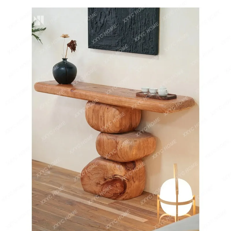 XX Medieval Style Solid Wood Entrance Entrance Table sandy Wind Wooden Pier Case Few End View Table Homestay Art Ornament