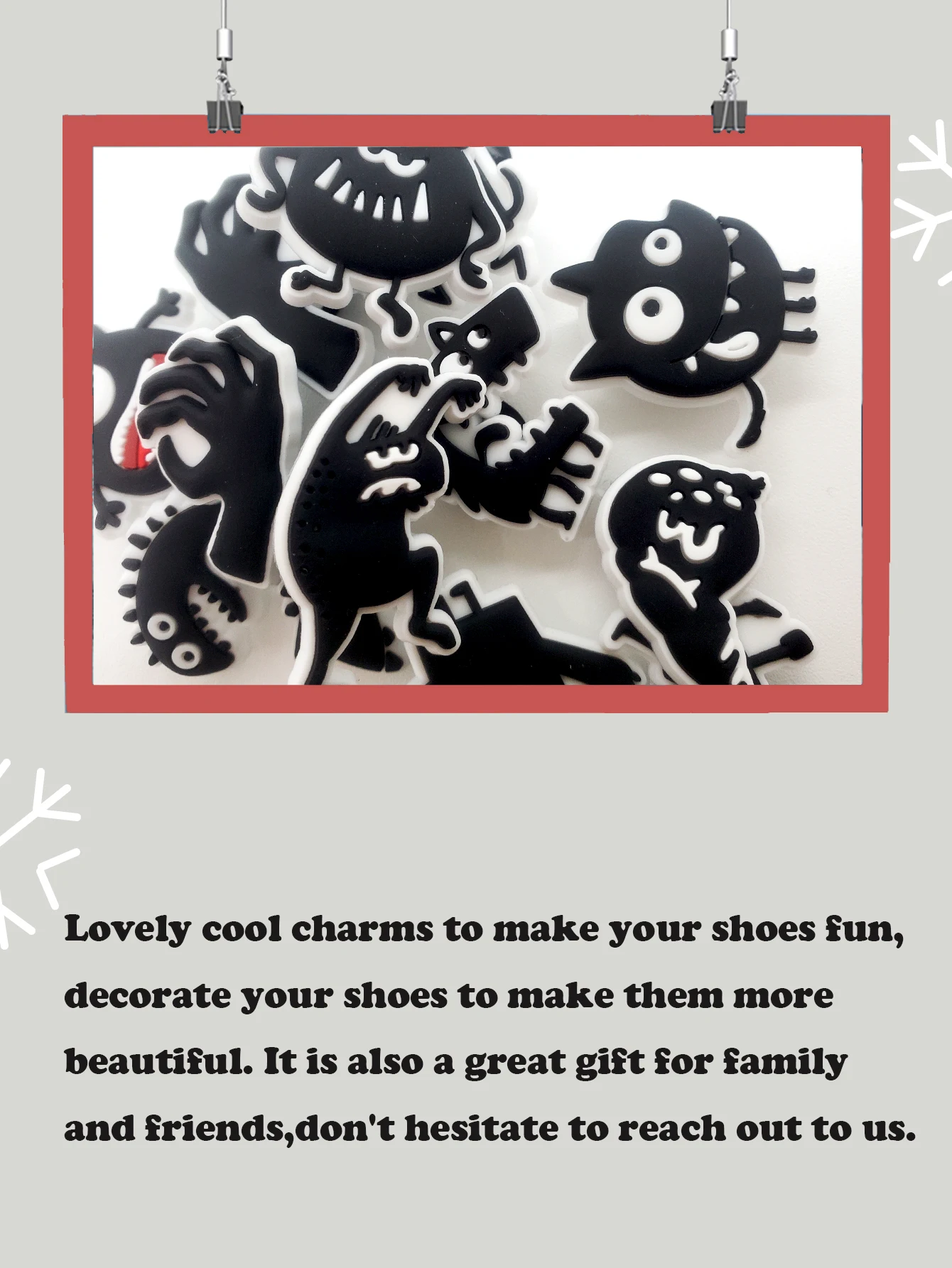 12Pcs Black Monster Series Shoe Charms For Shoe Key Chain Sandals Beach Bags, DIY Shoe Decorations Accessories Shoes Pins