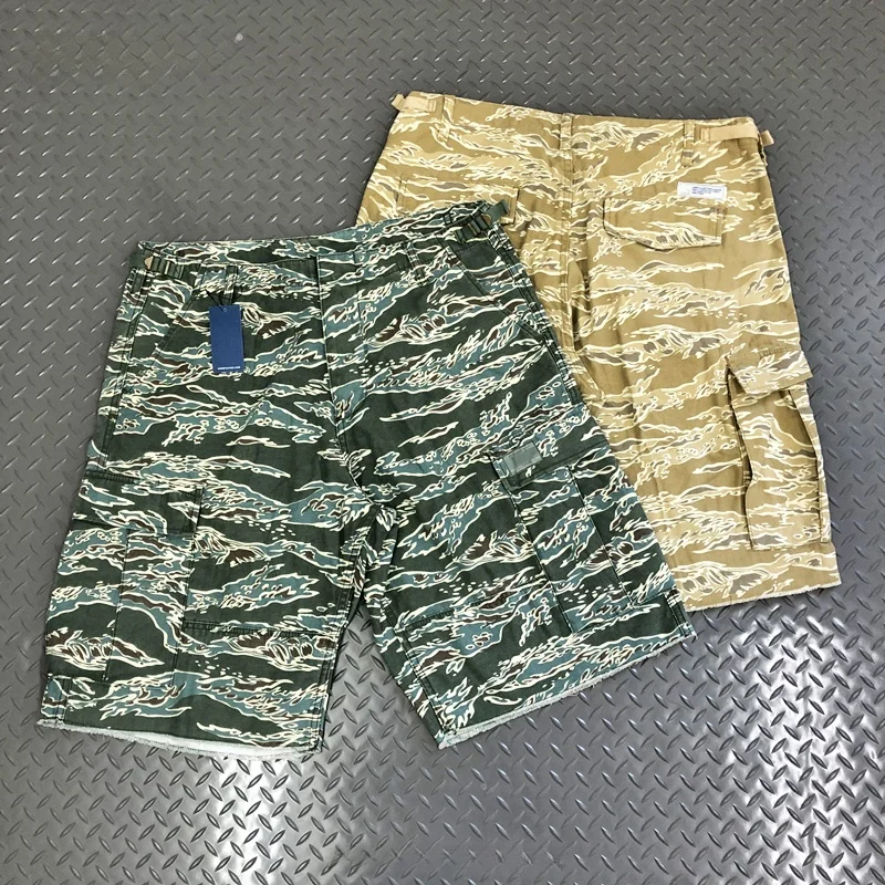 

Original Tiger Pattern Military Camouflage Men's Loose Fit Workwear Shorts Five-Quarter Length Youthful Summer Casual Pants