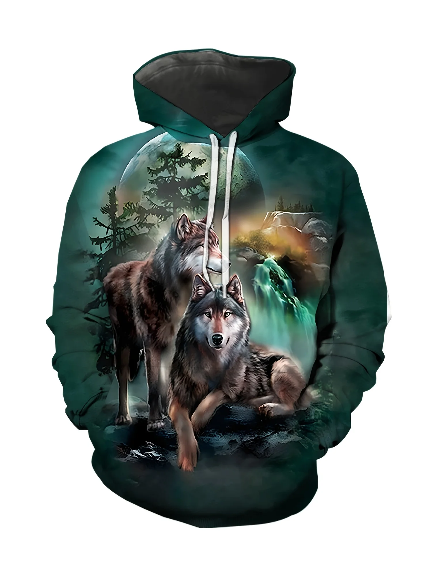 Herren-Kapuzenpullover in Übergröße mit Wolf-Print, bequem, mit Kängurutasche, lässiger Freizeit-Stil, Damen-Kapuzenpullover, Kinder-Kapuzenpullover