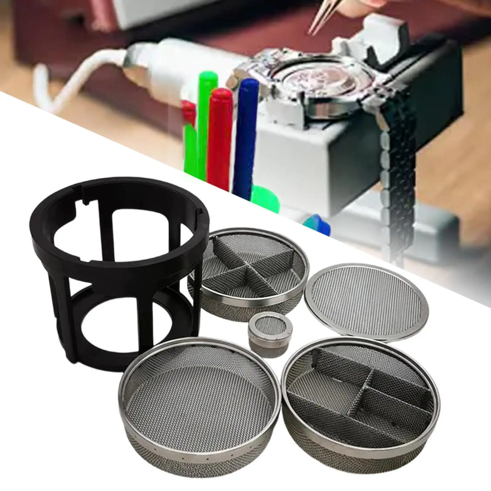 

Watch Cleaner Mesh Baskets Set Professional, Practical, Watch Maintenance Durability, Easy to Use, Accessory Stainless Steel